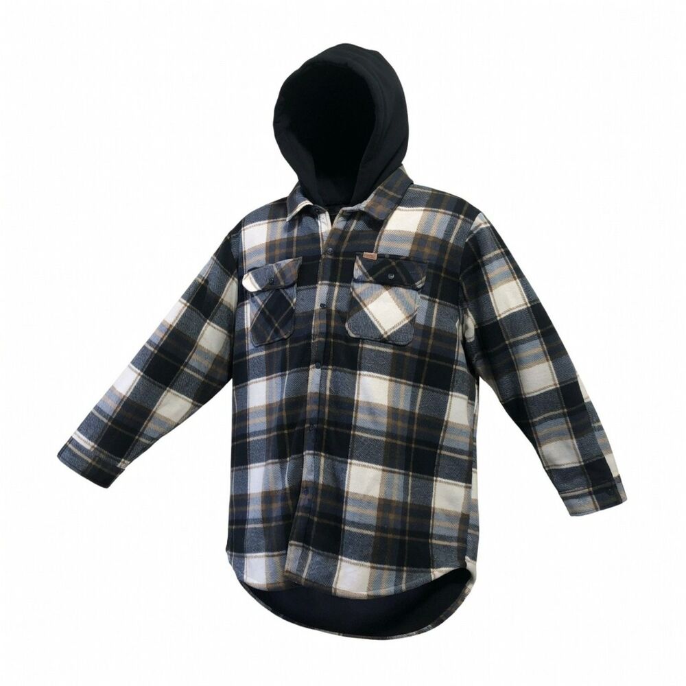 Matix Modelo Hooded Blue Plaid Flannel Jacket Men’s 5XL Snap Front Super Soft